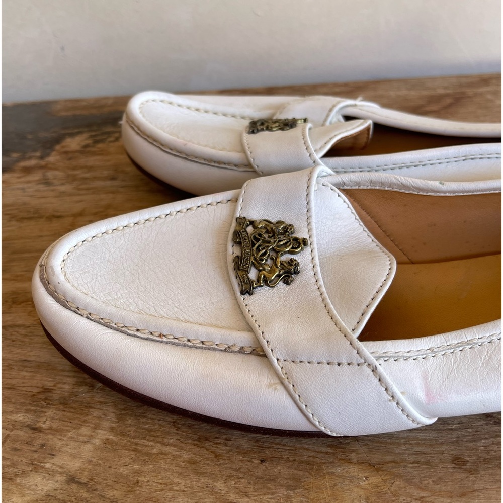 RALPH LAUREN Vtg 80’s White Leather Loafers Crest Bench Made Maine USA 10M RARE! - Picture 11 of 13